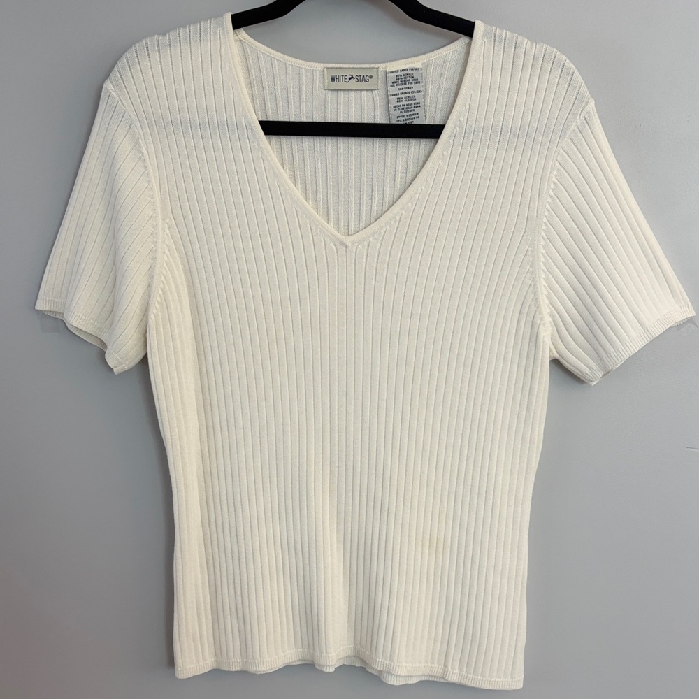 White Stag V-Neck Short Sleeve Sweater